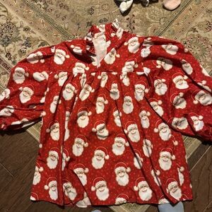 Red Santa Print V-Neck Sweater